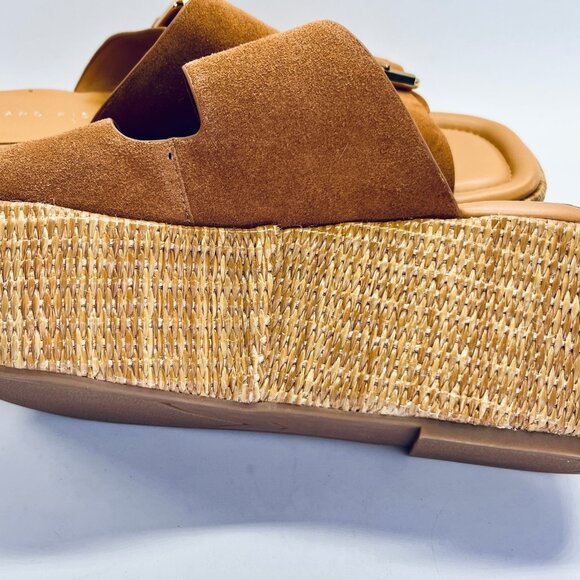 Marc Fisher Palery Suede Platform Sandal Size 9.5 Brown Leather Espadrille - Picture 5 of 15